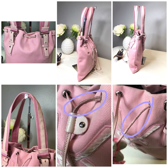 🛍Pink YSL YVES SAINT LAUREN Canvas Kahala Tote PM - Picture 6 of 9